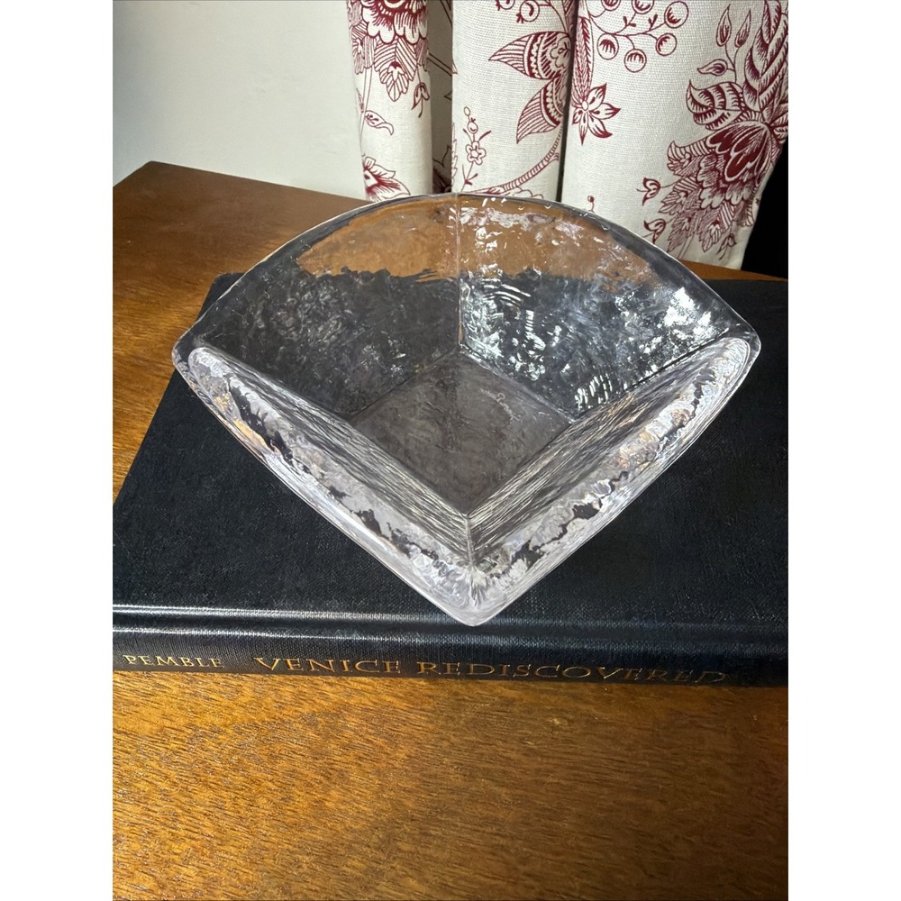 Simon Pearce Woodbury Bowl Ice Glass Hand Blown Minimalist Signed 6.25" Vintage - Picture 4 of 7